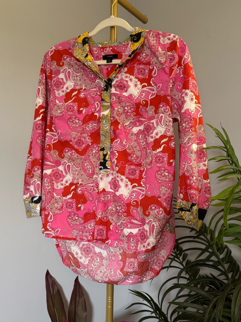 J. Crew Pink Red Paisley Button-Up - Picture 3 of 16
